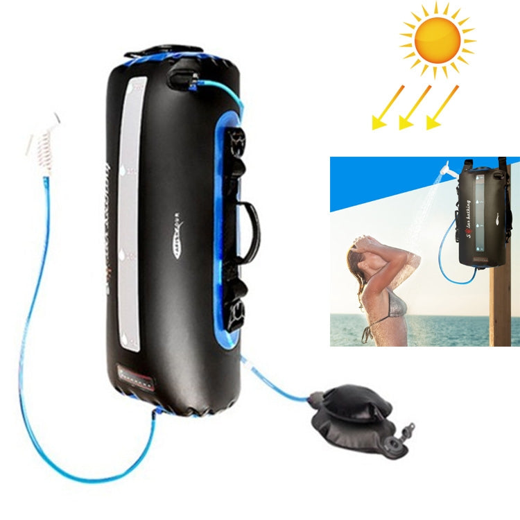 Solar Water Bag Solar Bath Bag Outdoor Shower Picnic Camping  Water Storage Drinking Bag, Style:Upgrade Air Pump