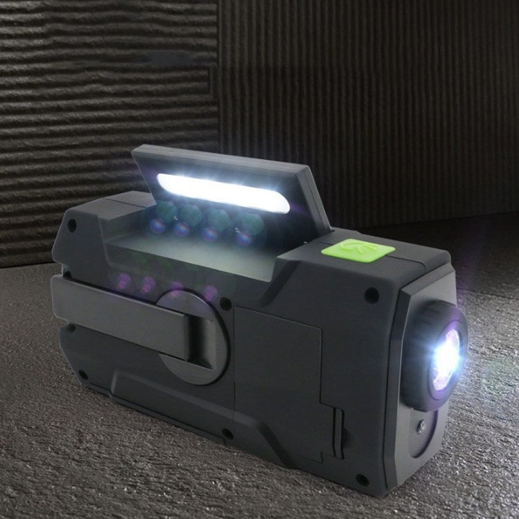 Multifunctional Hand Crank Solar Power LED Flashlight Full Band FM Radio Desk Lamp Alarm, Style:Ordinary Version