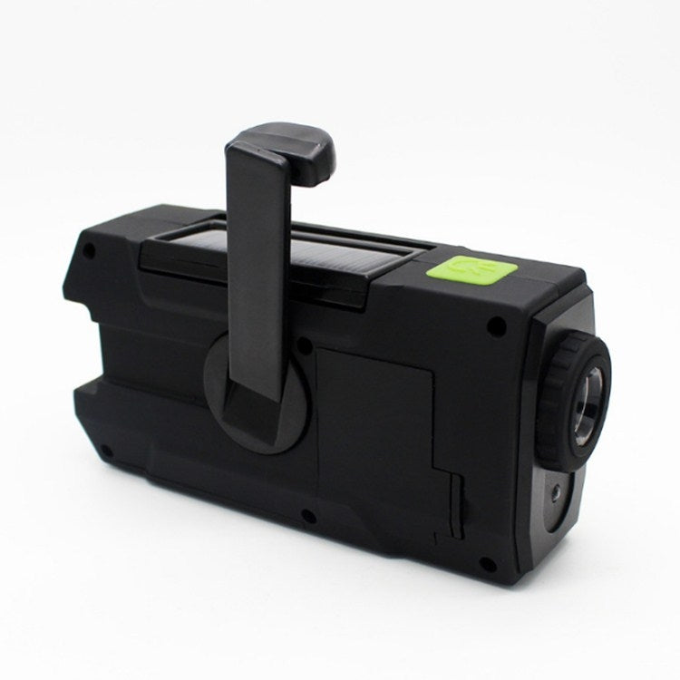 Multifunctional Hand Crank Solar Power LED Flashlight Full Band FM Radio Desk Lamp Alarm, Style:Ordinary Version