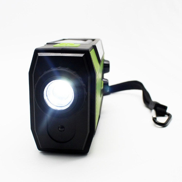 Multifunctional Hand Crank Solar Power LED Flashlight Full Band FM Radio Desk Lamp Alarm, Style:Ordinary Version