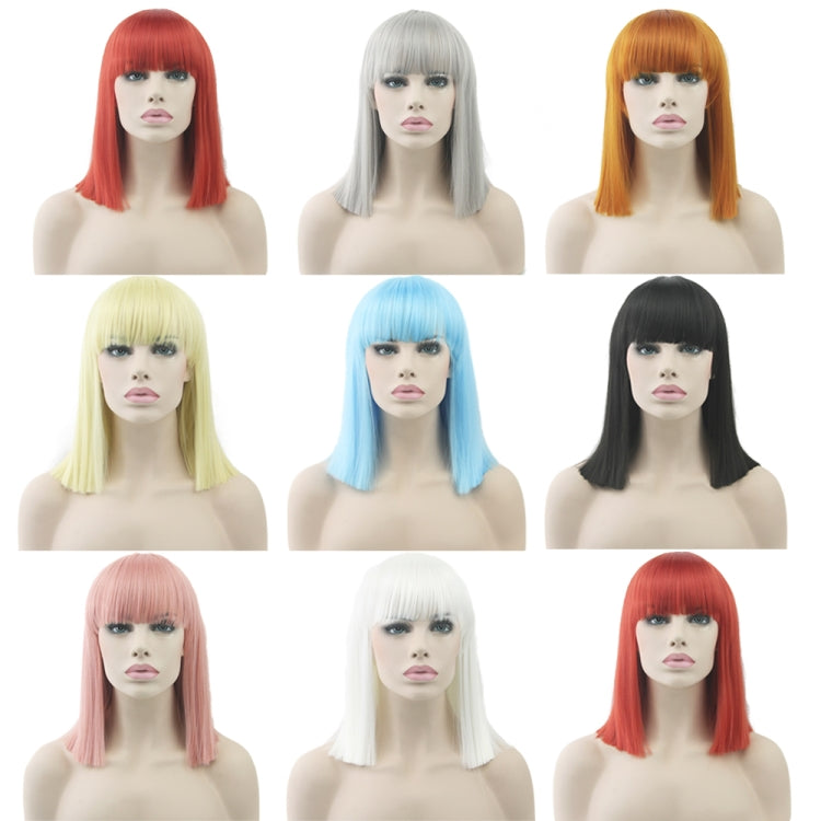 Short Straight Heat Resistant Synthetic Hair Gray Nature Black Women Party Cosplay Wigs, Random Color Delivery