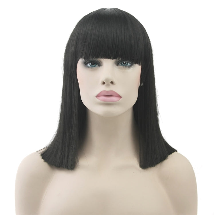 Short Straight Heat Resistant Synthetic Hair Gray Nature Black Women Party Cosplay Wigs, Random Color Delivery