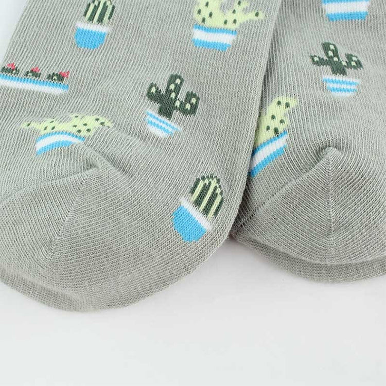 Summer Cactus Pattern Boat Flower Women Cotton Socks