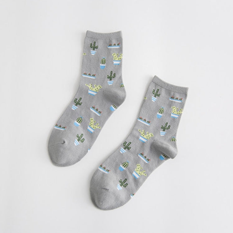 Summer Cactus Pattern Boat Flower Women Cotton Socks