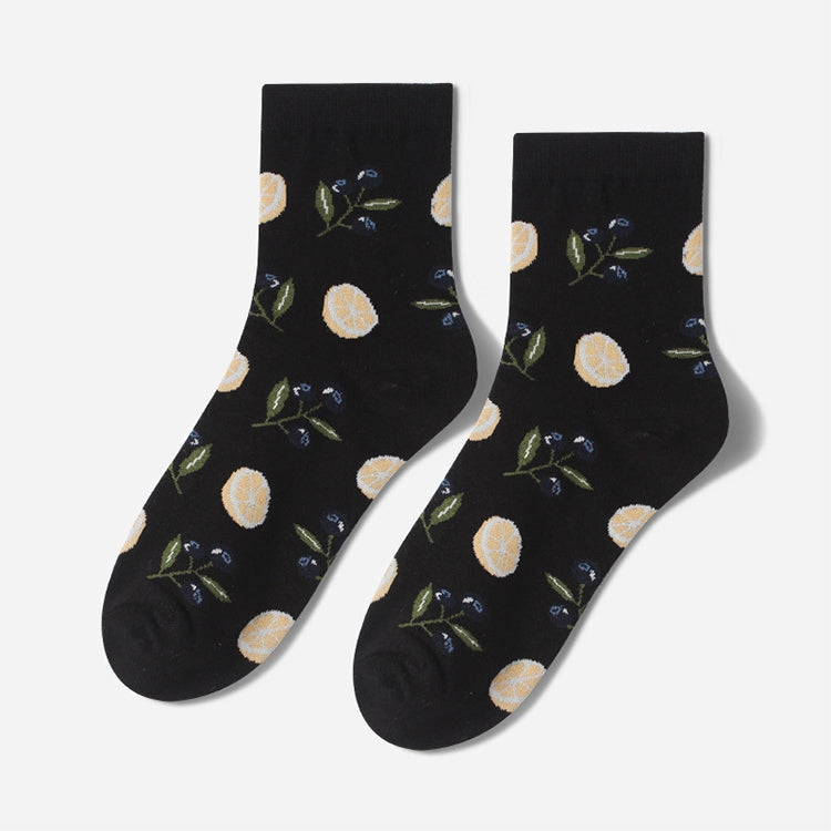 Tropical Fruit Pattern Personality Trend Tube Ladies Cotton Socks