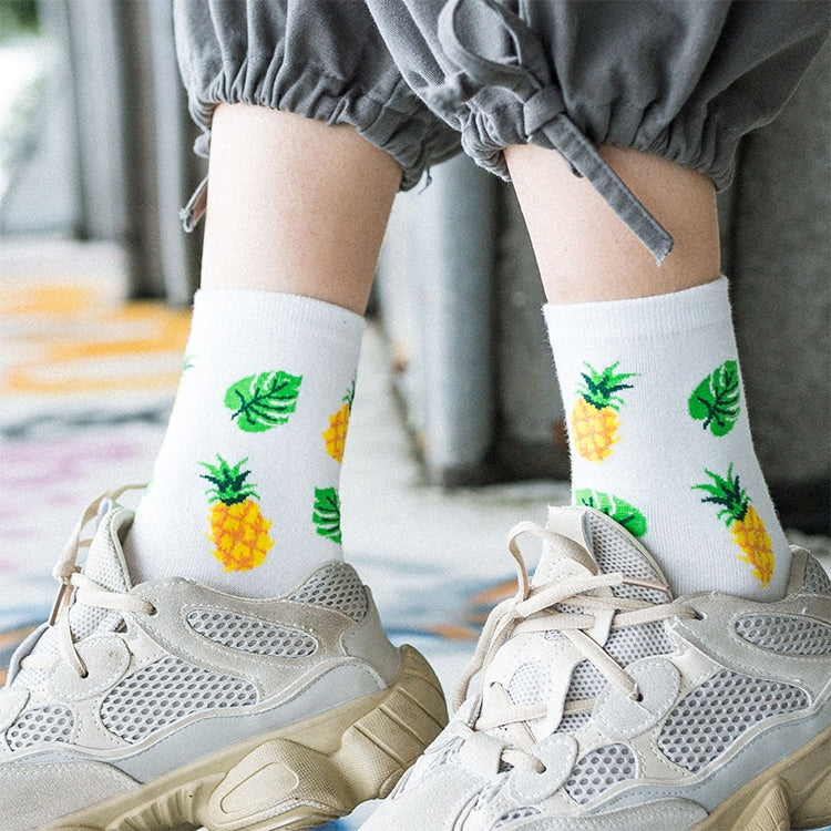 Tropical Fruit Pattern Personality Trend Tube Ladies Cotton Socks