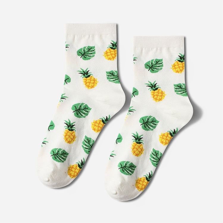 Tropical Fruit Pattern Personality Trend Tube Ladies Cotton Socks