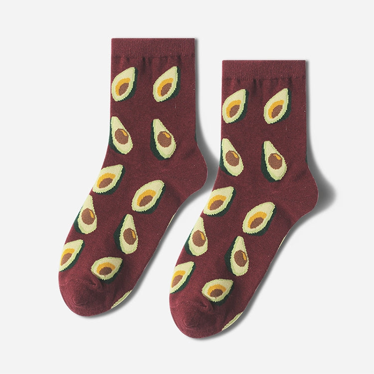 Tropical Fruit Pattern Personality Trend Tube Ladies Cotton Socks