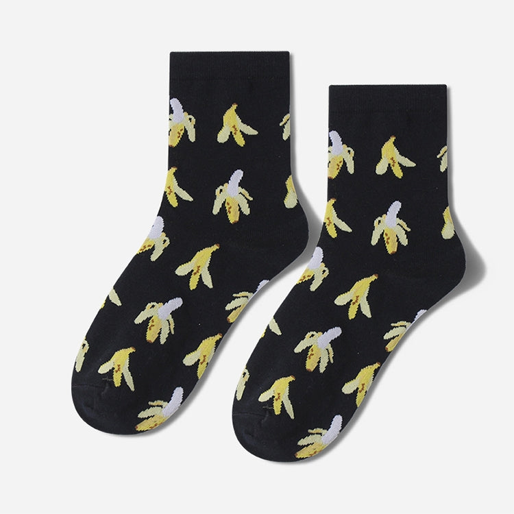 Tropical Fruit Pattern Personality Trend Tube Ladies Cotton Socks