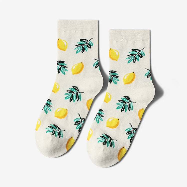 Tropical Fruit Pattern Personality Trend Tube Ladies Cotton Socks