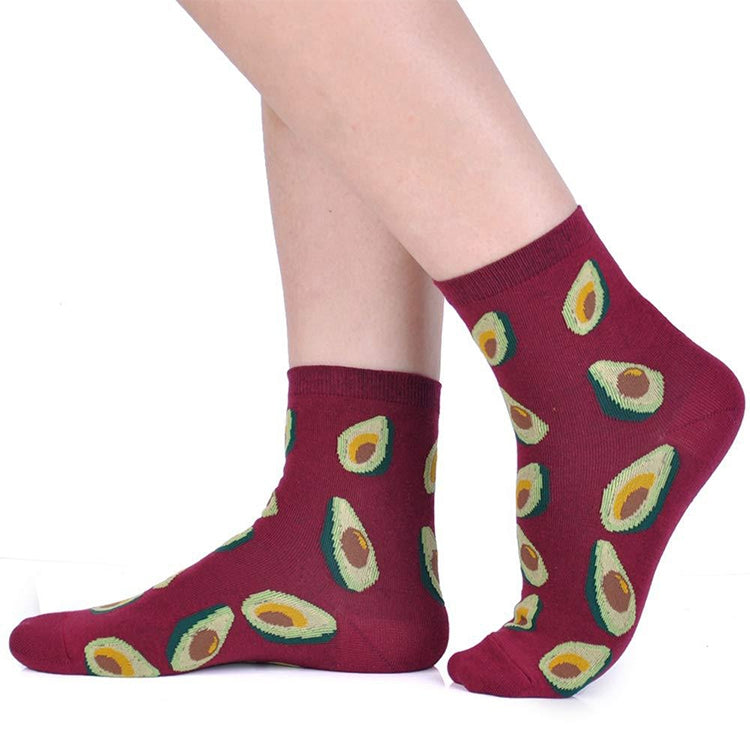 Tropical Fruit Pattern Personality Trend Tube Ladies Cotton Socks