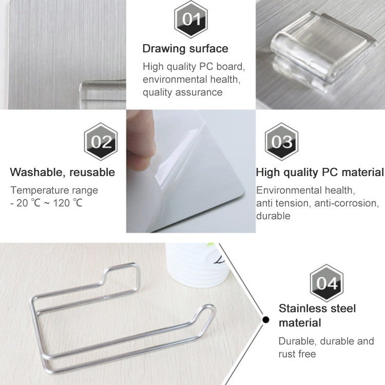 Repeatedly Reusable Punching-Free Stainless Steel Tissue Holder With Strong Traceless Hook Attachment(Silver)