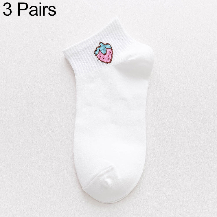 3 Pairs Cute Summer Thin Section Fruit Knitting College Sailboat Socks Women Cotton Socks
