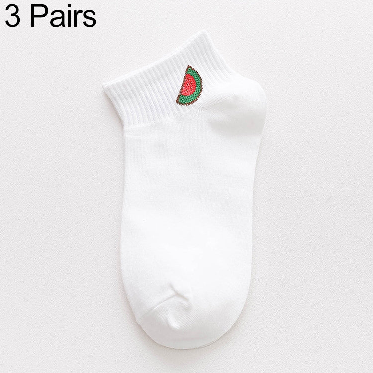 3 Pairs Cute Summer Thin Section Fruit Knitting College Sailboat Socks Women Cotton Socks