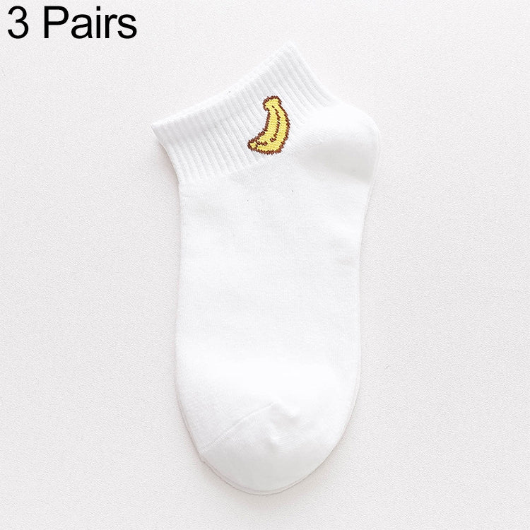 3 Pairs Cute Summer Thin Section Fruit Knitting College Sailboat Socks Women Cotton Socks