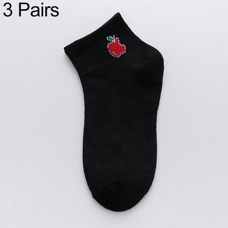 3 Pairs Cute Summer Thin Section Fruit Knitting College Sailboat Socks Women Cotton Socks