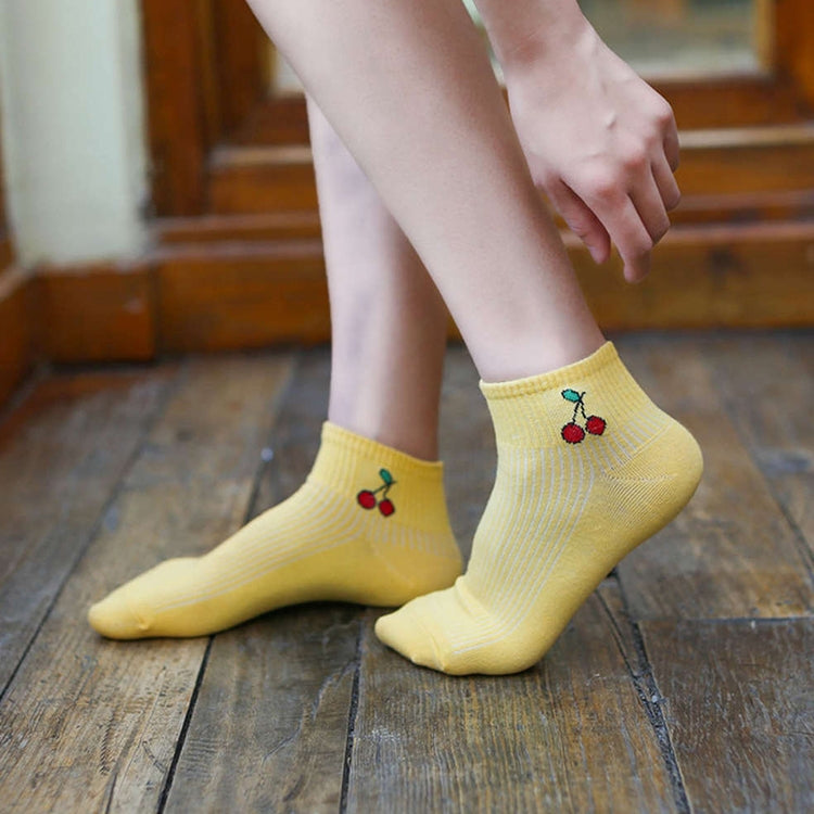 3 Pairs Cute Summer Thin Section Fruit Knitting College Sailboat Socks Women Cotton Socks
