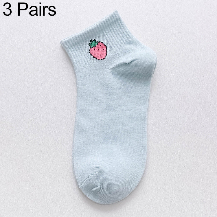 3 Pairs Cute Summer Thin Section Fruit Knitting College Sailboat Socks Women Cotton Socks