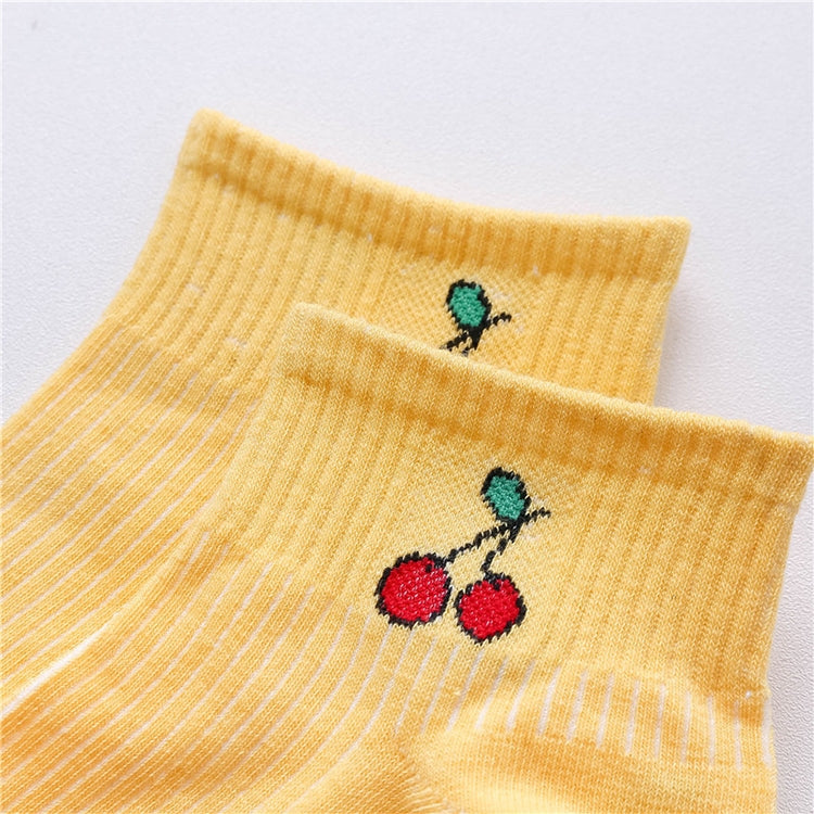 3 Pairs Cute Summer Thin Section Fruit Knitting College Sailboat Socks Women Cotton Socks