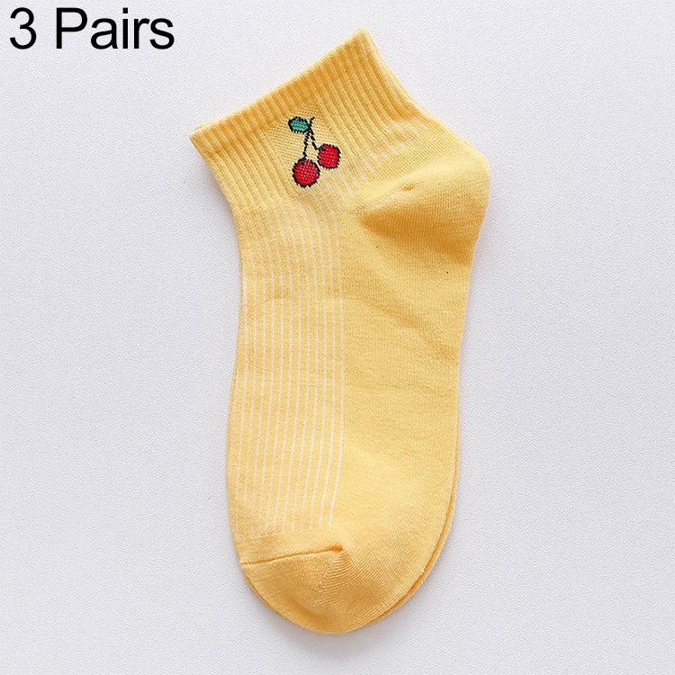 3 Pairs Cute Summer Thin Section Fruit Knitting College Sailboat Socks Women Cotton Socks