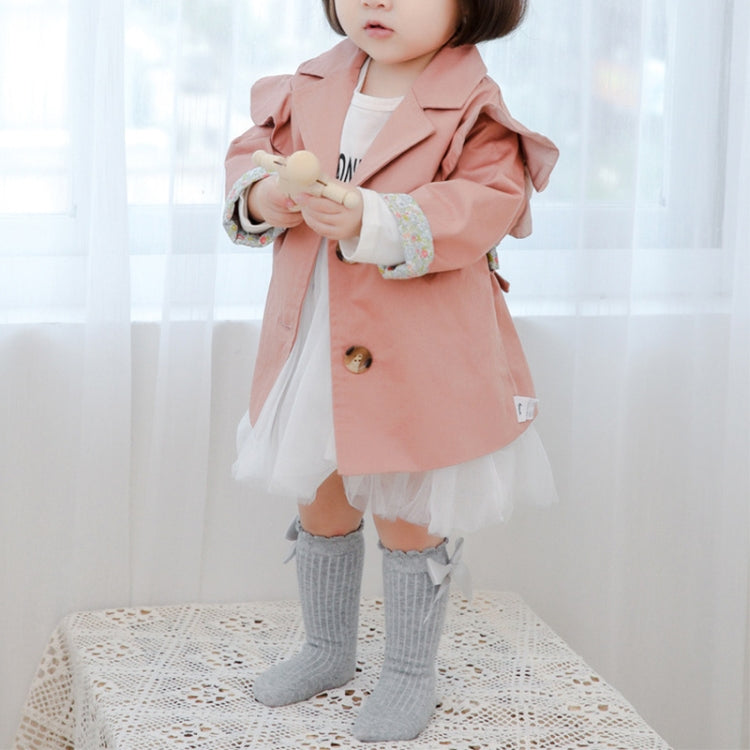 Kids Socks Toddlers Girls Big Bow Knee High Long Soft Cotton Lace baby Socks, Size:S