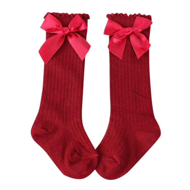 Kids Socks Toddlers Girls Big Bow Knee High Long Soft Cotton Lace baby Socks, Size:S
