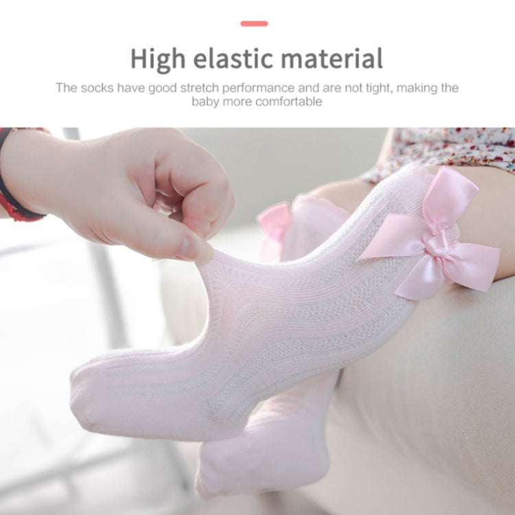 Kids Socks Toddlers Girls Big Bow Knee High Long Soft Cotton Lace baby Socks, Size:M