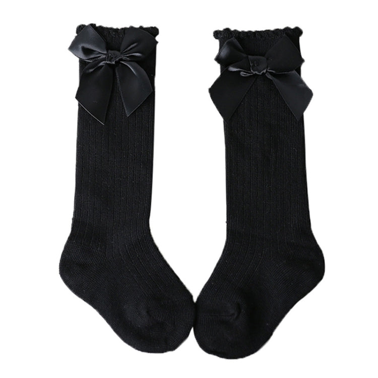 Kids Socks Toddlers Girls Big Bow Knee High Long Soft Cotton Lace baby Socks, Size:L