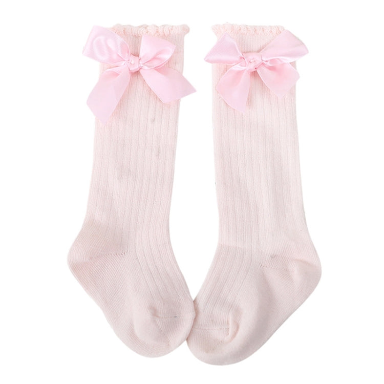 Kids Socks Toddlers Girls Big Bow Knee High Long Soft Cotton Lace baby Socks, Size:L