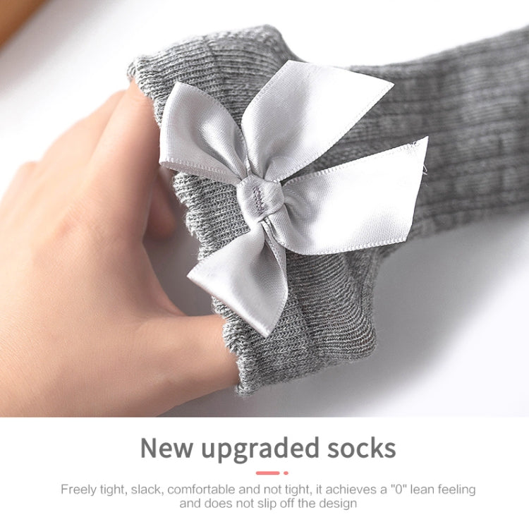 Kids Socks Toddlers Girls Big Bow Knee High Long Soft Cotton Lace baby Socks, Size:L