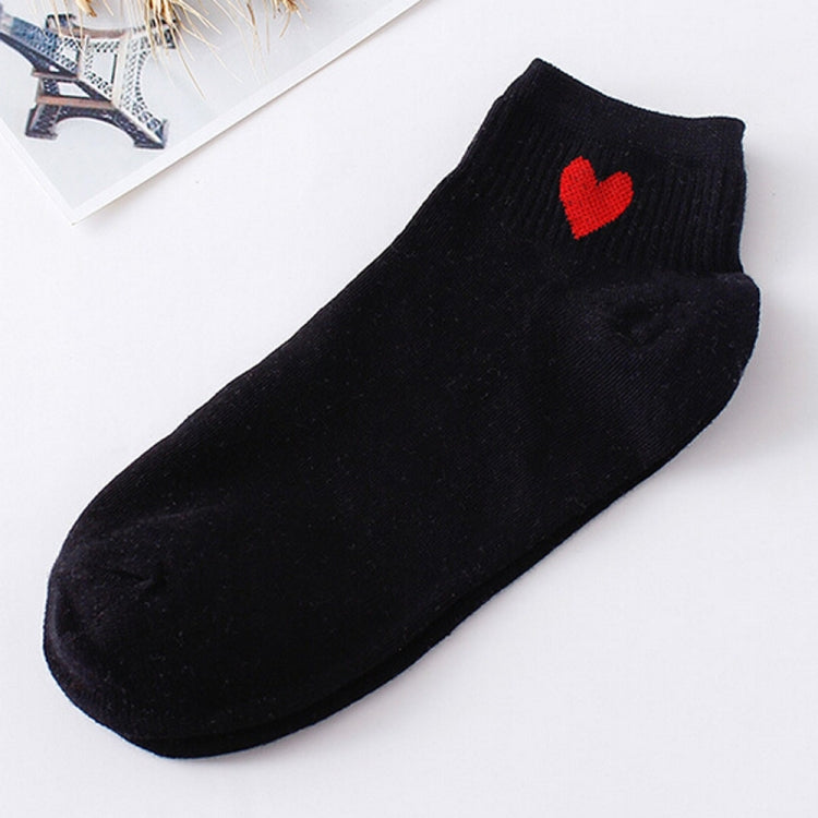 10 Pairs Cute Socks Women Red Heart Pattern Soft Breathable Cotton Socks Ankle-High Casual Comfy Socks