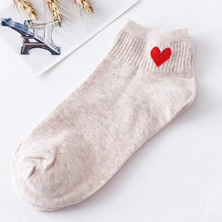 10 Pairs Cute Socks Women Red Heart Pattern Soft Breathable Cotton Socks Ankle-High Casual Comfy Socks