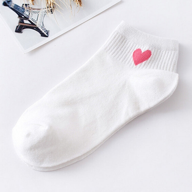 10 Pairs Cute Socks Women Red Heart Pattern Soft Breathable Cotton Socks Ankle-High Casual Comfy Socks