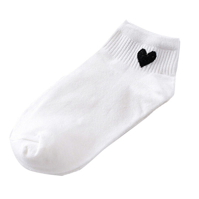 10 Pairs Cute Socks Women Red Heart Pattern Soft Breathable Cotton Socks Ankle-High Casual Comfy Socks