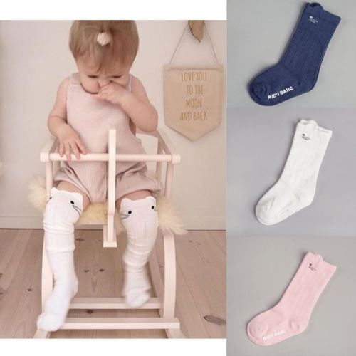 3 Pairs Kid Toddler Cute Animals Cotton Knee High Socks Baby, Size:M(Pink)