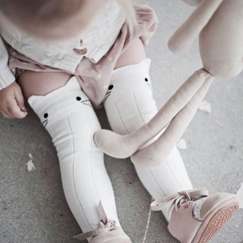3 Pairs Kid Toddler Cute Animals Cotton Knee High Socks Baby, Size:M(Pink)