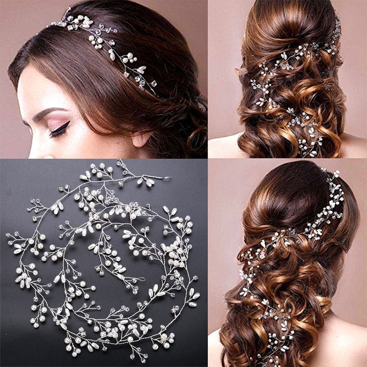 50cm Wedding Fashion Headdress Bride Handmade Wedding Crown Floral Pearl Hair Accessories Hairpin Ornaments