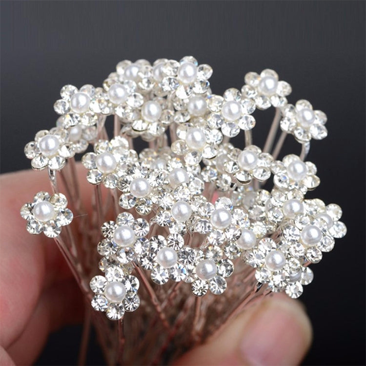 40 PCS Antique Silver Plated Women Wedding Hair Pins Jewelry Accessories Simulated Pearl Flower Bridal Hair Clips