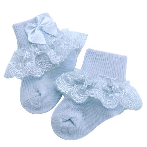 3 Pairs Bow Lace Baby Socks Newborn Cotton Baby Sock, Size:S