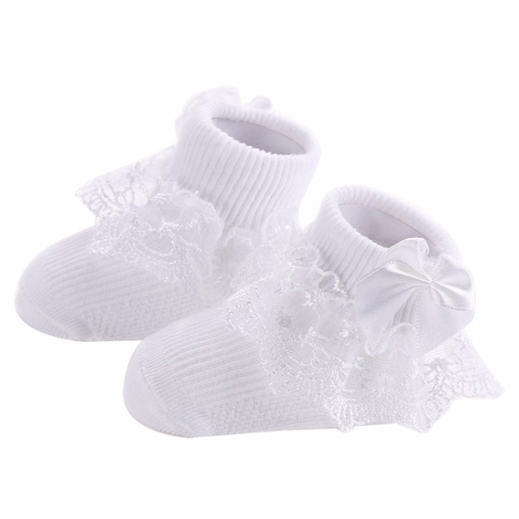 3 Pairs Bow Lace Baby Socks Newborn Cotton Baby Sock, Size:M