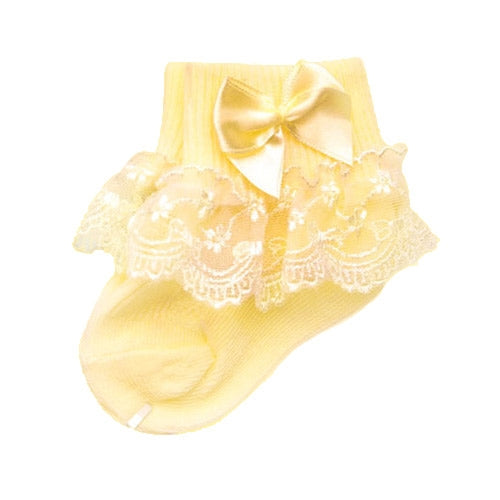 3 Pairs Bow Lace Baby Socks Newborn Cotton Baby Sock, Size:M