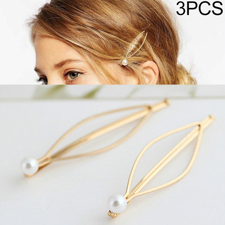 3 PCS Simple Fashion Jewelry Hairpins Clips Hairpins Hairpins Plated Women Pearl Hair Clips Bridal Headdress(Gold)