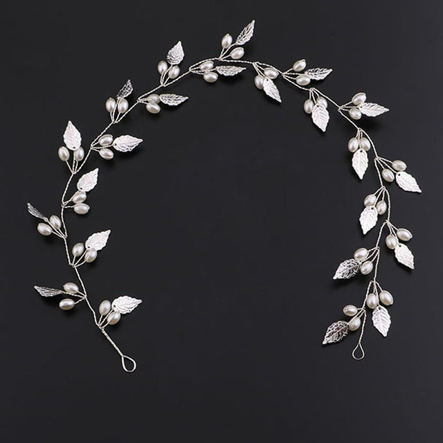 Luxury Gold and Silver Headbands Hair Jewelry Pearl Crystal Leaf  Bride Tiaras Headpiece Wedding Bridal Hair Accessories Gift