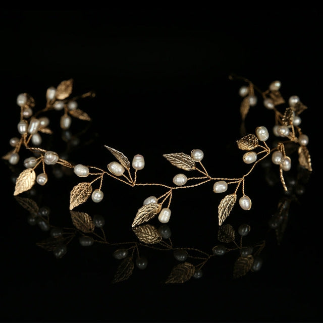 Luxury Gold and Silver Headbands Hair Jewelry Pearl Crystal Leaf  Bride Tiaras Headpiece Wedding Bridal Hair Accessories Gift