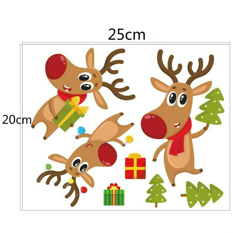 Christmas Elk Shop Window Decoration Stickers Glass Cabinet Door Stickers