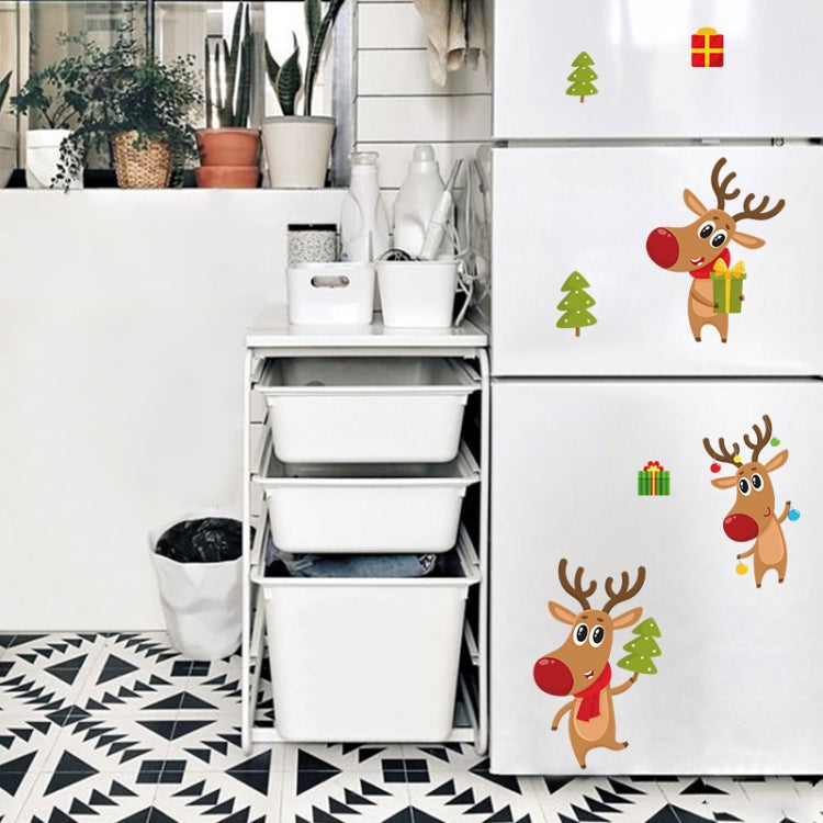 Christmas Elk Shop Window Decoration Stickers Glass Cabinet Door Stickers