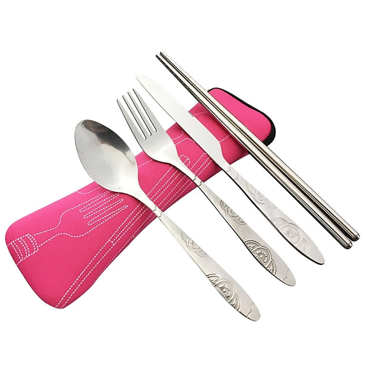 ASD88 4 Pcs/Set Stainless Steel Fork Spoon Chopsticks Travel Camping Cutlery Tools Tableware