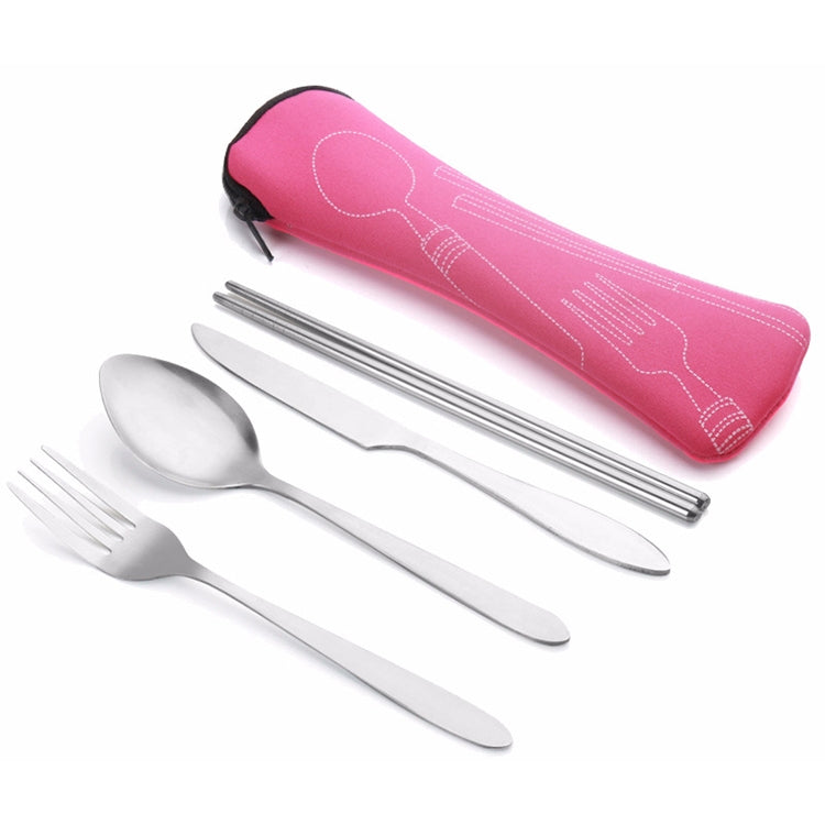 ASD88 4 Pcs/Set Stainless Steel Fork Spoon Chopsticks Travel Camping Cutlery Tools Tableware