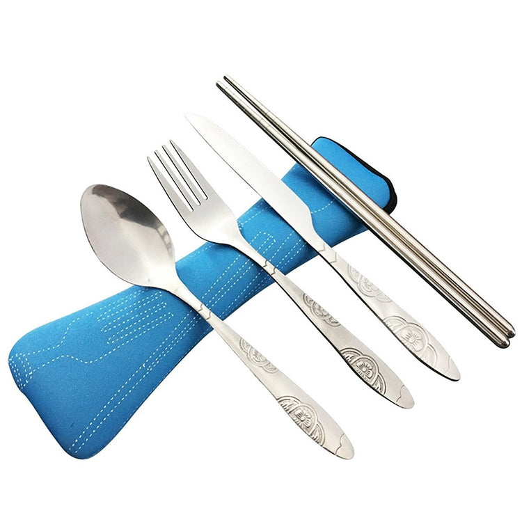 ASD88 4 Pcs/Set Stainless Steel Fork Spoon Chopsticks Travel Camping Cutlery Tools Tableware