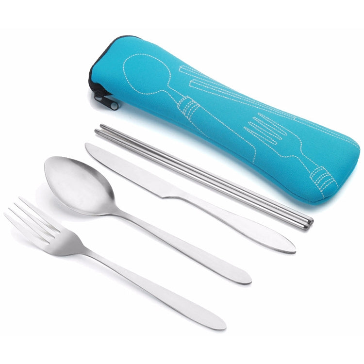 ASD88 4 Pcs/Set Stainless Steel Fork Spoon Chopsticks Travel Camping Cutlery Tools Tableware
